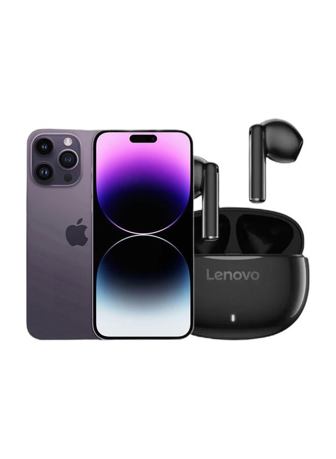 Apple Refurbished - iPhone 14 Pro Max 128GB Deep Purple 5G With Facetime & Renewed - E310 True Wireless Stereo Earbuds, Bluetooth 5.3, 13mm Drivers, AI Call Noise Reduction, 20 Hours Playtime, USB-C Charging, Lightweight - Black , with 1-Year Replacement Warranty Bundle - Image 1